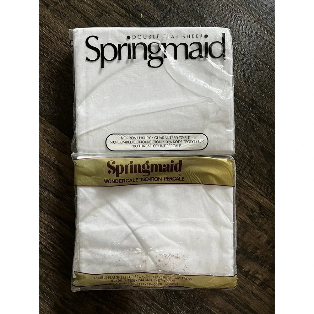 Vintage Springmaid Combed Percale Double Flat Sheet 81x96 White NIP Lot Of 2
